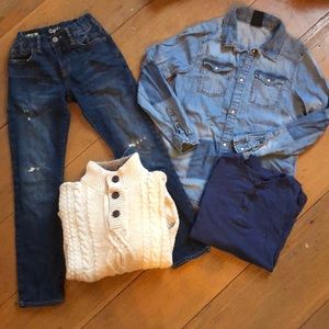 Gap Bundle Jeans, Sweater, LS shirt, denim shirt